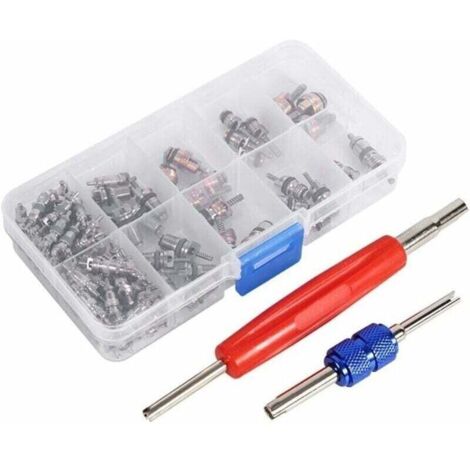102pcsNoyaux de Valve de Climatiseur Kit Assortiment A/C R134a / R12 Rfrigration Tire Valve Stem Cores Tool Kit