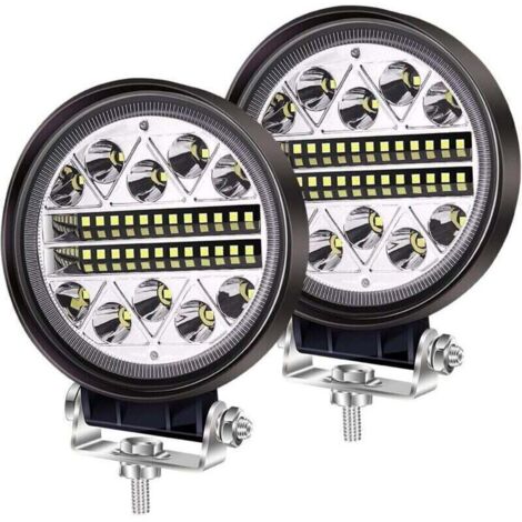 102W LED Travail lumière Offroad Conduite antibrouillards, 2PCS Rondes LED Pods Spot Flood Combo Lights 12V 24V Feux auxiliaires pour Camion Tracteur Voiture 4x4 ATV UTV SUV Bateau