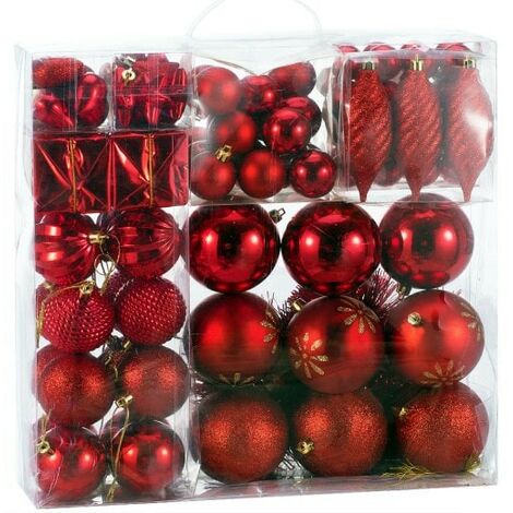 103 Boules & décorations de Noël Rouges pour décorer votre sapin de Noël