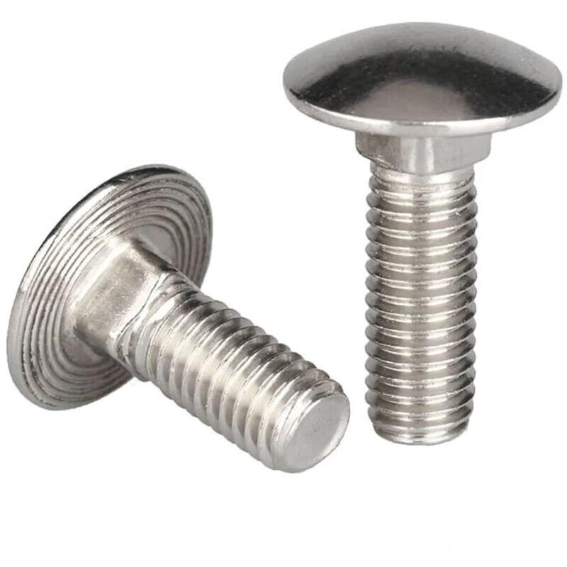 (10×3×3cm) (M6x12) Generic Large 304 Stainless Steel Round Flat Head Screws, M6 Square Neck Bolts for Crate Trolley, 10 Pieces
