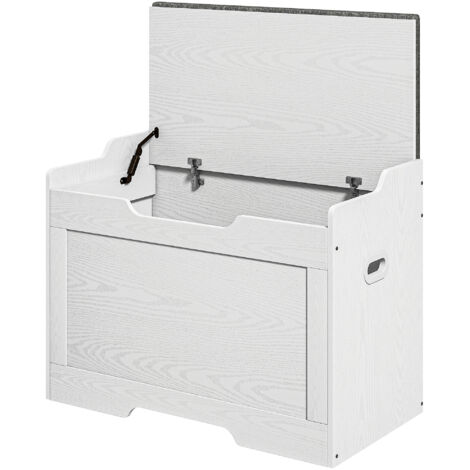 103L Coffre de Rangement avec Couvercle, Banc de Rangement avec Coussin Amovible, pour Salon, Chambre, Blanc