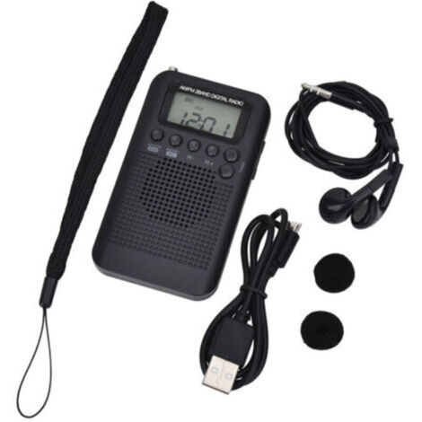 （103x60x15mm）Radio Portable Mini Radio de Poche avec Haut-Parleur FM/AM Numérique Stéréo DSP Récepteur avec Réveil et Minuterie pour Maison et l'extérieur Marche Radio Personnel avec Ecouteurs