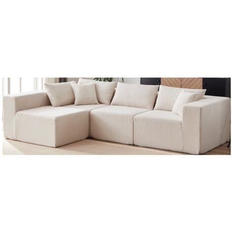 104-Inch Corduroy Modular L Shaped Sectional Sofa,Luxury Floor Couch Set,Upholstered Indoor Furniture,Foam-Filled Compressed Sofa for Living Room,Bedroom,4 PCS Free Combination