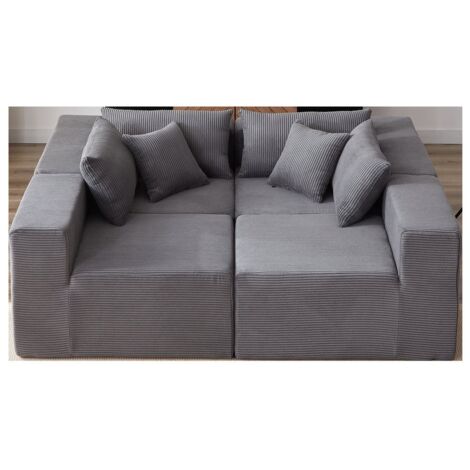 104-Inch Corduroy Modular L Shaped Sectional Sofa,Luxury Floor Couch Set,Upholstered Indoor Furniture,Foam-Filled Compressed Sofa for Living Room,Bedroom,4 PCS Free Combination