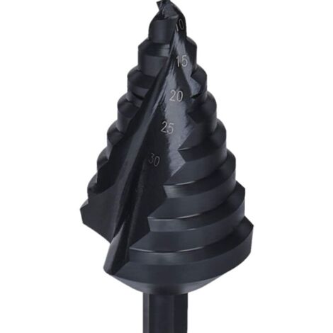 10–45 mm titanbeschichteter HSS-Stahl, Spiralnut, Stufenkegelbohrer, Lochschneider für Aluminium, Kupfer, Edelstahl. DEBUNS