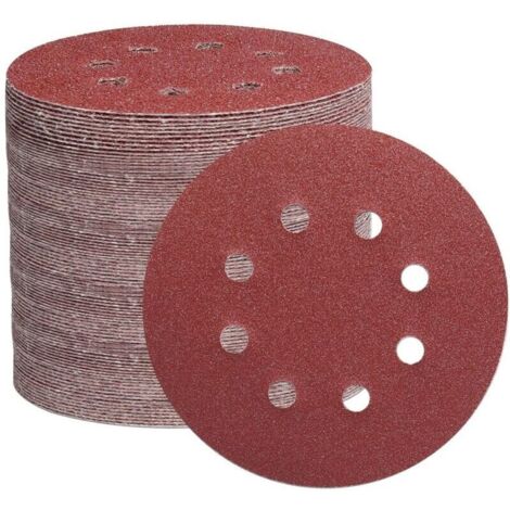 105 disques abrasifs auto-adhésifs 8 trous - Pour ponçage, polissage, sans poussière - Usage universel