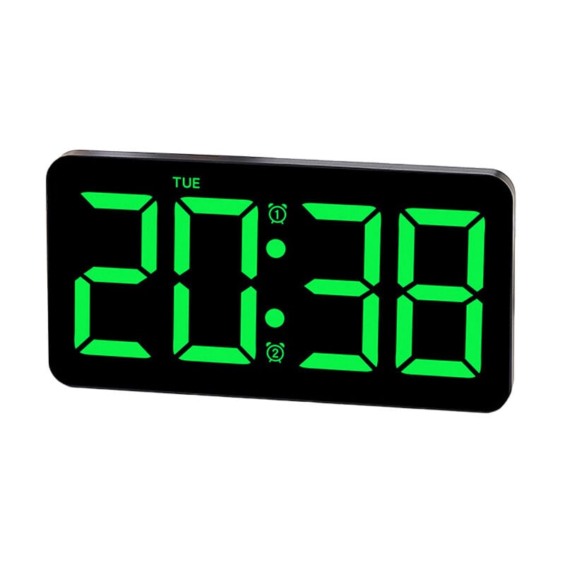 Lunsy - 10.5' horloge murale numérique led affichage de température d'humidité réveil avec télécommande pour le décor de salon - vert