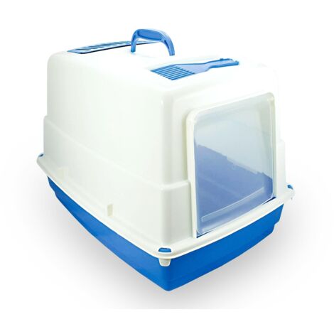 10580 Inodoro WC para gatos mod. HEIDI con puerta frontal 54x39x39-filtro olores  Color: Azul