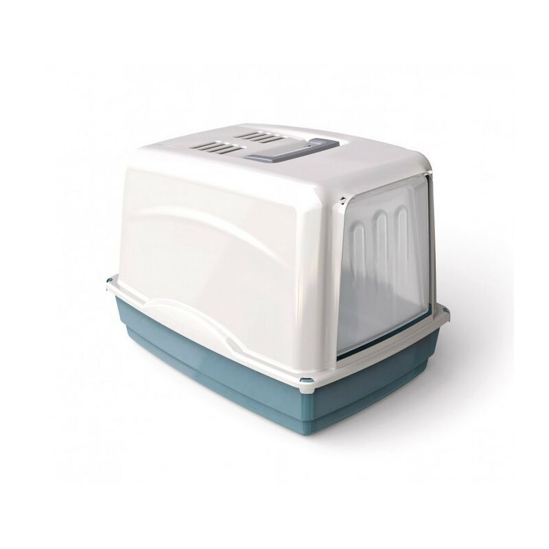 10582 Maison de toilette chats vicky porte basculante 54x39x39 cm charbon actif Couleur: Bleu