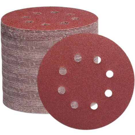 105PCS 125mm Sanding Discs, 8-Hole Abrasive Paper Sanding Discs Ideal for Sanding/Polishing with Random Orbital Sanders (Grit 40/60/80/150/240/320/600)