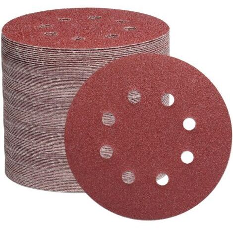 105PCS Disque de Ponçage 125mm, Disques a Poncer Papier Abrasifs 8 trous Idéal pour Poncer/Polir pour Ponceuse Excentrique (Grain 40/60/80/150/240/320/600)