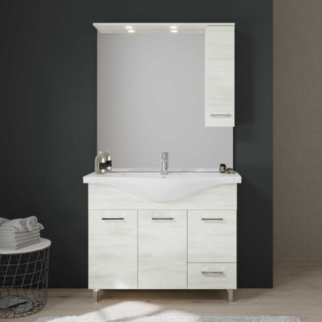106 Cm Unterschrank, Waschtisch, Spiegel Mit Hängeschrank Und Beleuchtung  Rimini