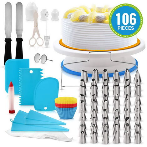 SWANEW Kit Patisserie Professionnel Plateau Tournant Gateau, Douilles  Pâtisserie, Poche a Douille, Kits de Décoration de