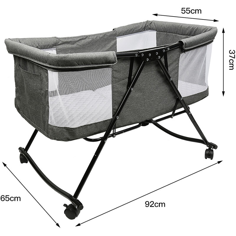 Sifree - 1069255cm Berceau Bébé Pliable Lit Bébé Portable de Voyage avec Ciel Moustiquaire et Sac de Transport de 0-6 Mois 10KG Gris