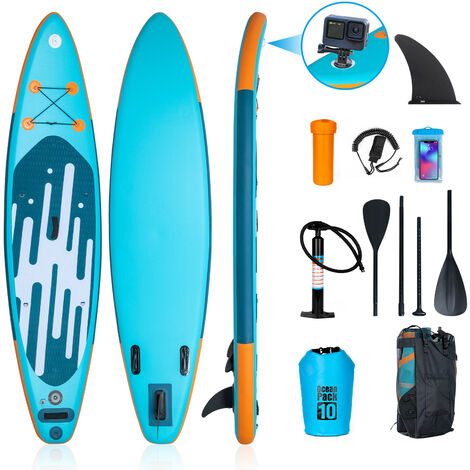 11FT Inflatable Stand Up Paddle Board SUP Surfboard 350cm Non-Slip with Kayak Seat Complete Kit Backpack Pump Green