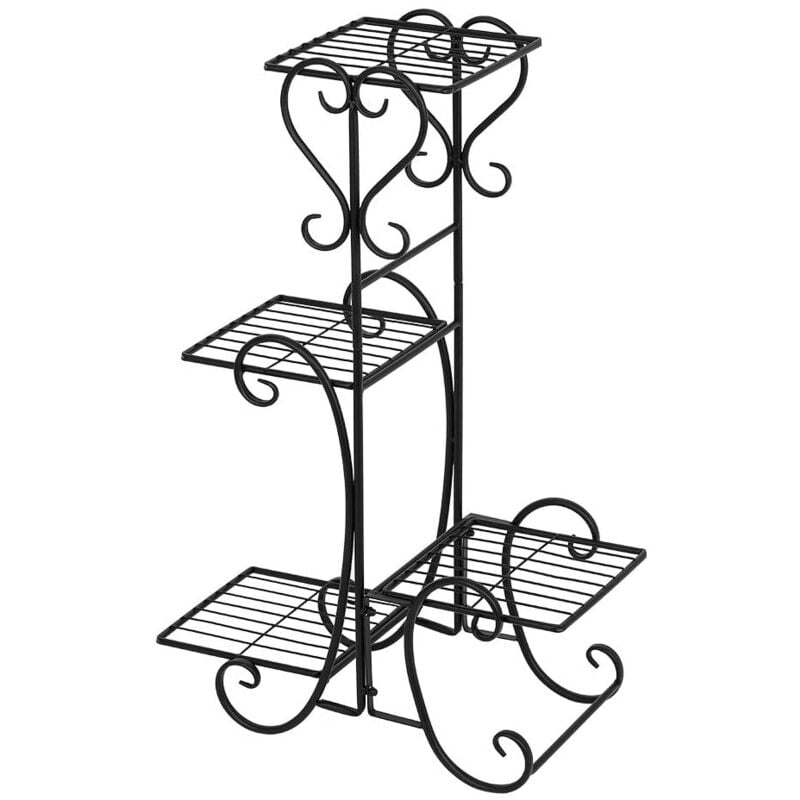 Plante Support Pot de Fleur Etagère Métal de 5 Niveaux Présentoir Fleur Décor Intérieur Extérieur Plancher Balcon Salon,107×22×57CM,Noir