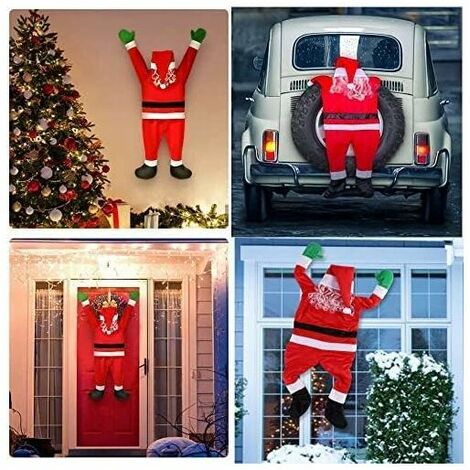 108/170cm Large Hanging Christmas Decoration, Santa Claus Hanging for Indoor and Outdoor, Home, Door, Wall, Window, Car, Stairs, Roofs, Red