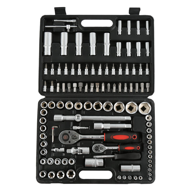 108 pièces Coffret de clés à douille,Coffret de douilles et embouts avec cliquet Coffret à douilles, outils à cliquet