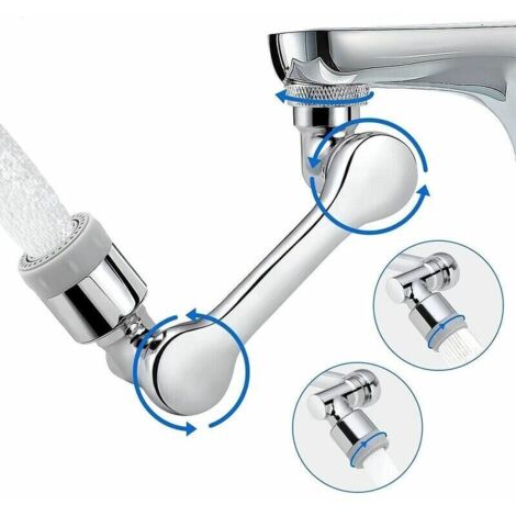 1080-Grad-Schwenkhahnverlängerung, 1080°-Schwenkbelüfter-Wasserhahnzubehör mit 2 Sprühfunktionen, Verlängerungshahn mit Luftsprudler für Wasserhähne mit Gewinde  FLITI