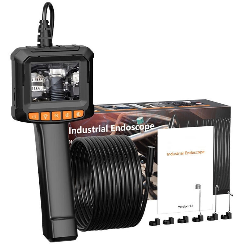 1080p HD endoscopic camera with 2x zoom, 2.4-inch IPS pipe inspection camera, IP67 waterproof, 5m semi-rigid cable, 8 adjustable LEDs, gadgets for men
