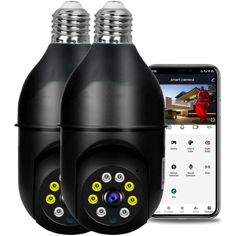 1080P sans fil ampoule moniteur caméra WiFi caméra de sécurité 2MP prend en charge l'audio bidirectionnel détection de mouvement intelligente et