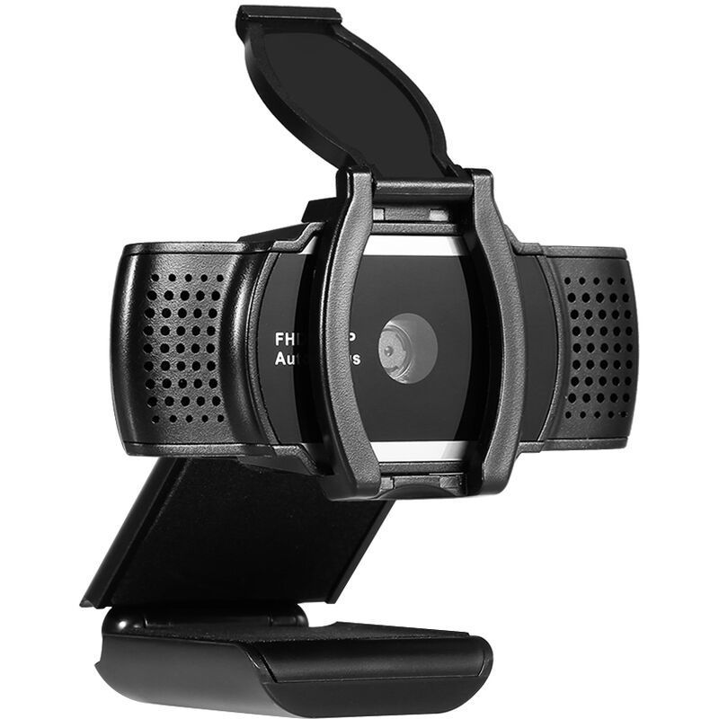 

1080P USB Webcam Camara Web de enfoque automatico con cubierta de privacidad Microfono incorporado Camara sin unidad para PC portatil Negro, Negro