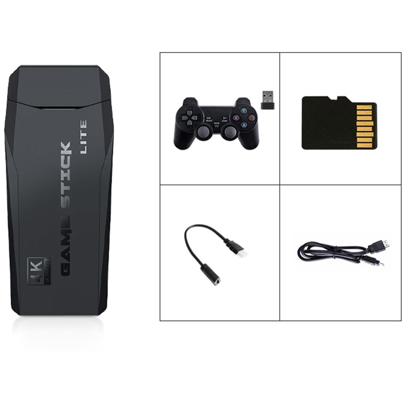 

1080P Video Game Stick Console Doble 2.4G Controlador inalambrico Gamepad 3500 Games Stick Mini TV Game Player Salida de alta definicion, Negro, 32 GB