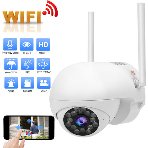 1080P WiFi Pan/Tilt Camera Motion Tracking 2 Way Audio Waterproof Full Color Night Vision Home Security 100-240V EU Plug