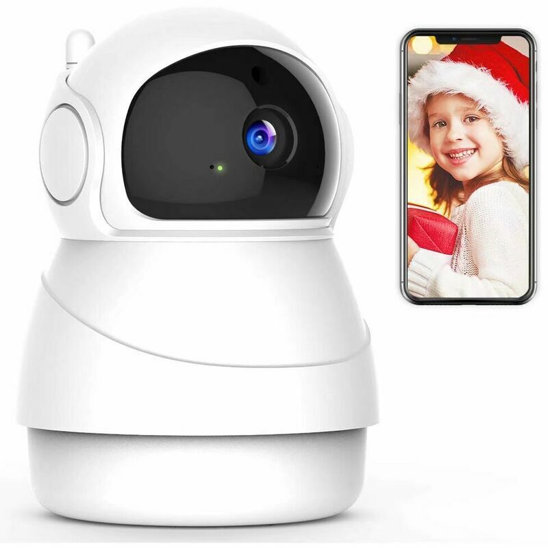 Hoopzi - 1080P wlan Camera ip Surveillance Camera with Two-Way Audio, Motion Detection, Night Vision and Smart Rotation, Indoor Baby / Pet Monitor