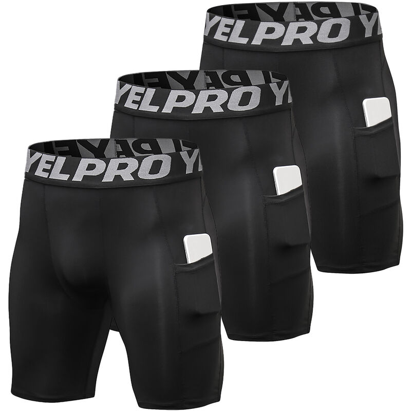 

1084 Shorts deportivos con bolsillos PRO para hombre, entrenamiento deportivo para correr,Codigo XXL negro 3 piezas