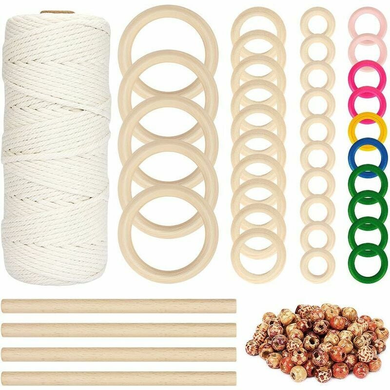 109 Yadrs 3mm natürliche Makramee Schnur mit 100 Pcs unvollendete Holzperlen | 07068460333253 109 Yadrs 3mm natürliche Makramee Schnur mit 100 Pcs unvollendete Holzperlen | 07068460333253