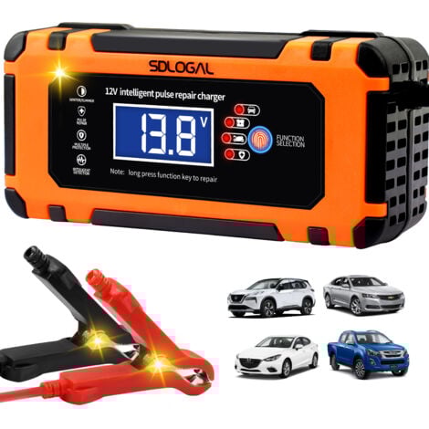 SDLOGAL 10A Autobatterie Ladegerät, Ultrixe 12V Smart vollautomatische KFZ Batterieladegerät mit Temperaturkompensation für Auto LKW Motorrad Rasenmäher Boot Marine Batterien, AGM, Gel Blei Säure Batterien