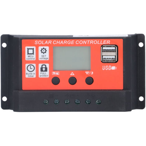 10A PWM-Solarladeregler mit LCD-Anzeige für 12V/24V-Module
