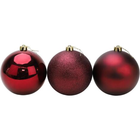 10cm/3Pcs Christmas Baubles Shatterproof Burgundy,Tree Decorations