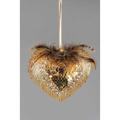 10cm Gold Heart - Christmas Hanging Decoration