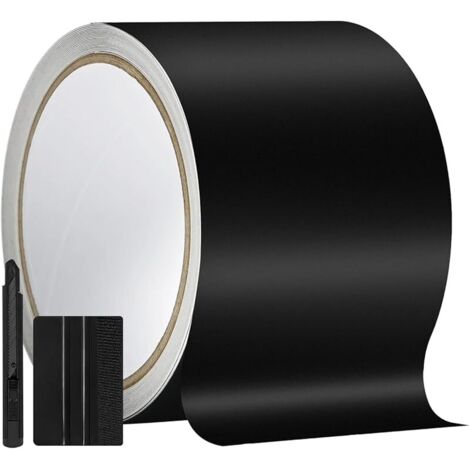 10cm x 900cm Covering Noir Mat de Voiture Autocollant Film Covering pour Éliminer Les Parties Chromées de Voitures, Motos et Bateaux, Chrome Delete (Noir Mat, 10cm x 900cm)