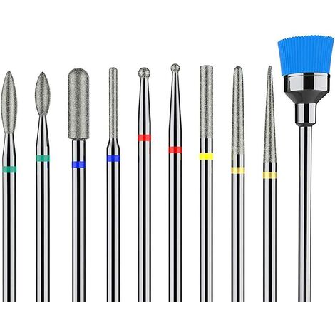 10Embouts de Ponceuse à Ongles Pour Manucure et Pédicure, Professionnels Fraises Conique de Haute Qualité Pour Retirer Le Vernis/Gel et Repousser les Cuticules,Ternel