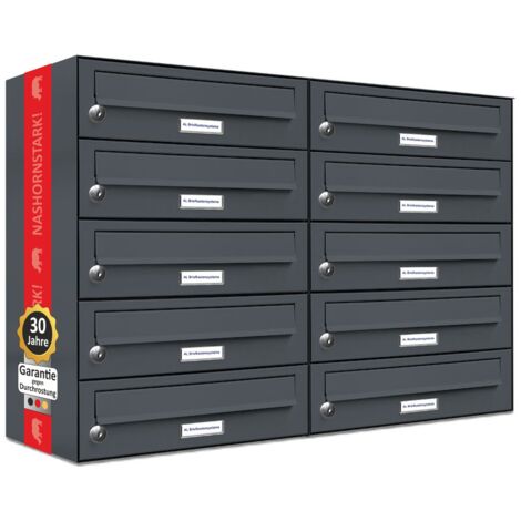 10er Briefkasten Anthrazit Anlage 10 Fach Wandbriefkasten Postkasten