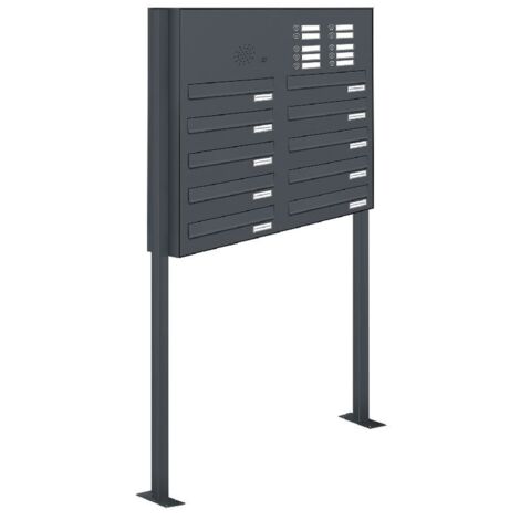 10er Briefkastenanlage Standsystem Durchwurf - Klingel RAL 7016 Anthrazit