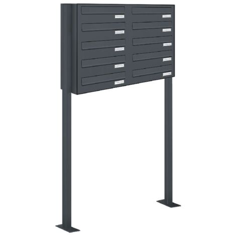 10er Farbe Standbriefkasten Freistehend Durchwurfanlage RAL 7016 Anthrazit