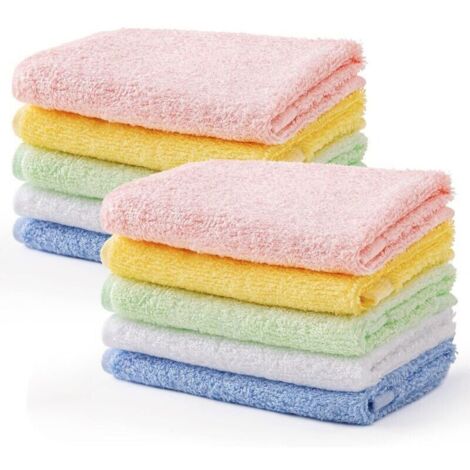 10er-Pack Babyhandtücher aus Bambusfaser, 25 x 25 cm, Kinderhandtücher, mehrfarbige Badetücher, Küchentücher