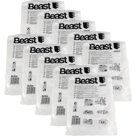 10er Pack Beast Maler Abdeckplane Abdeckfolie je 4x5m transparent 10 Stk.