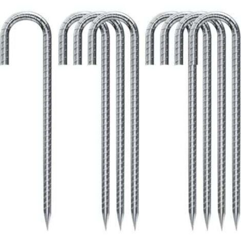 10er-Pack Bodenanker, Zeltheringe aus verzinktem Stahl, Sicherungsstifte mit J-Haken, 12-Zoll-Bodenanker für Trampolinüberdachungen, robuster Stahl,