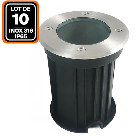 10er-Pack Bodeneinbaustrahler Rund Edelstahl 316 Außen IP65 GU10