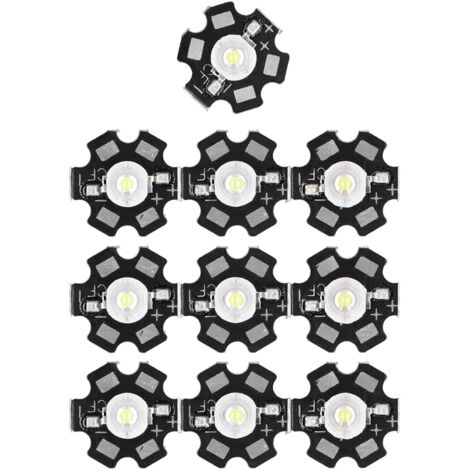 10er-Pack DIY-LEDs, 1 W, weiß, 6500 K, mit Aluminiumsockel