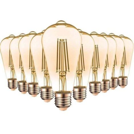 10er-Pack E27 7W ST64 2200K LED-Lampen, XU, Edison-Fassung, Farbtemperatur: Warmweiß 2200K - KZQ