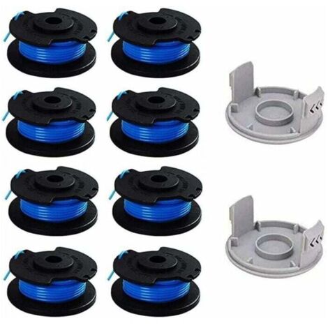 10er-Pack Ersatzspulen für Ryobi Daumentrimmer, kompatibel mit Ryobi One+ AC14RL3A Akku-Trimmer, 8 Spulen + 2 Schneidkappen