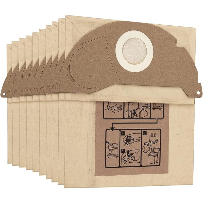 Image of 10er-Pack Ersatzstaubbeutel für Kärcher WD2 MV2 WD2250 A2004 A2054 Staubsauger 6.904-322.0