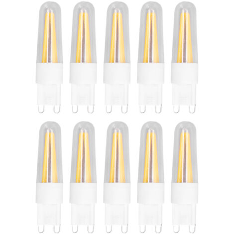 10er-Pack G9 LED-Lampen, 3 W, 200 lm, Warmweiß, für Kronleuchter, Schreibtischlampen, Deckenleuchten, mit langem Glühfaden