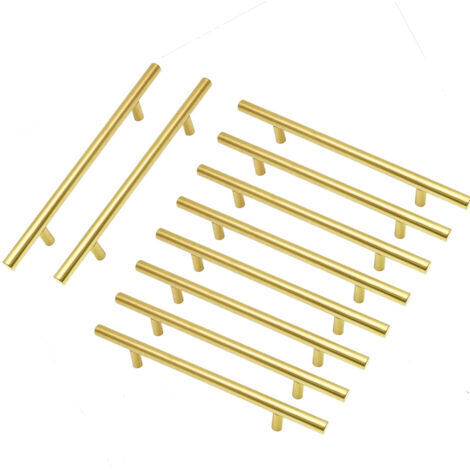 10er-Pack goldene Schrankgriffe,128 mm Lochabstand,Schubladengriffe aus Edelstahl für Schlafzimmer- und Küchenschränke,Länge 200 mm